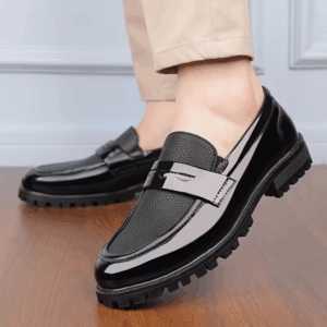 Sleek Black Business Shoes with Elastic Sides