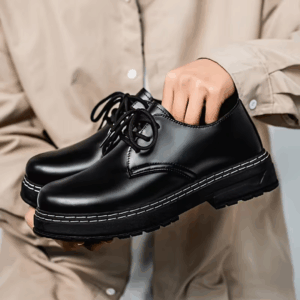 Men's Glossy Black Faux Loafers