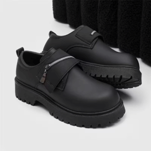 Black Faux Cover with Zipper Closure Shoes