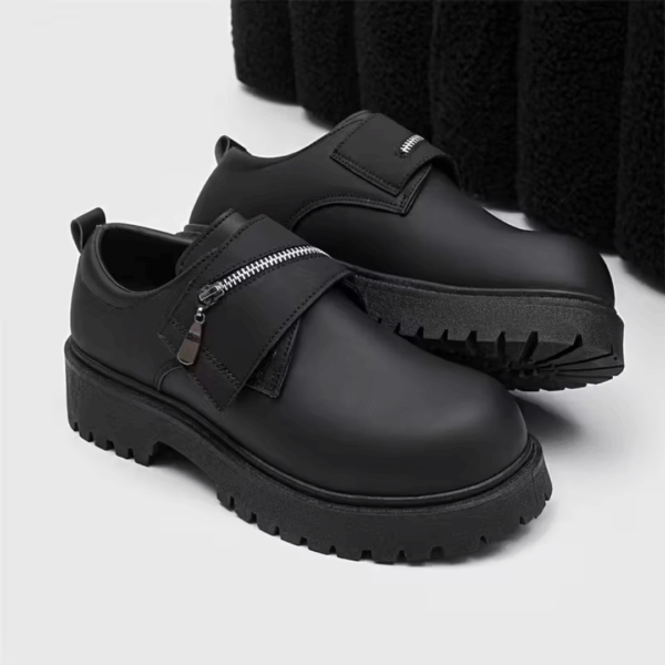 Black Faux Cover with Zipper Closure Shoes
