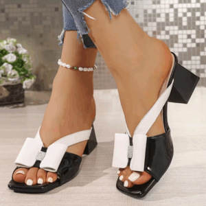 Elegant Women's Block Heel Shoes with Crystals