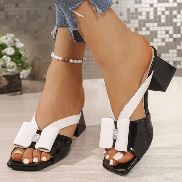 Elegant Women's Block Heel Shoes with Crystals